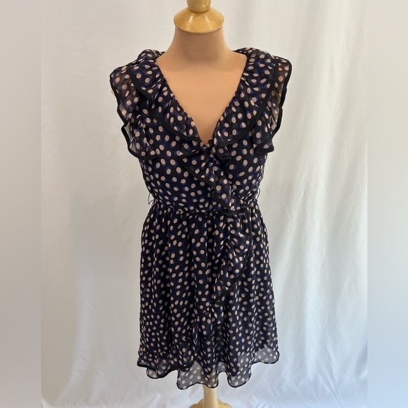 H&M Polka Dot V-Neck Ruffle Sleeveless Faux Wrap Tank Dress - Picture 1 of 9